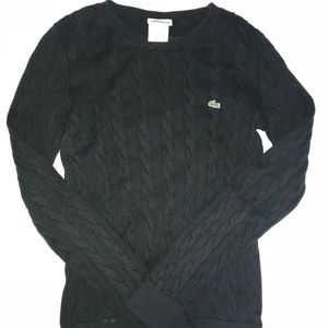 Women’s Lacoste Cable Knit Sweater Black